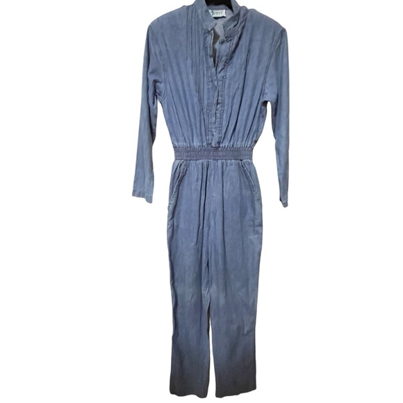 Vintage Pants - VINTAGE 80S MARSHA SPORT PINTUCK DENIM JEAN JUMPSUIT LONG SLEEVE BOILER SUIT